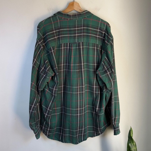 Eddie Bauer Vintage Bainbridge Flannel Button Down Men's XL in Green Plaid - Picture 7 of 7